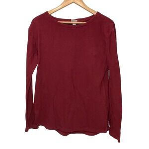 A New Day Womens Ribbed Long Sleeve Structured Top Burgundy Medium Side Slit